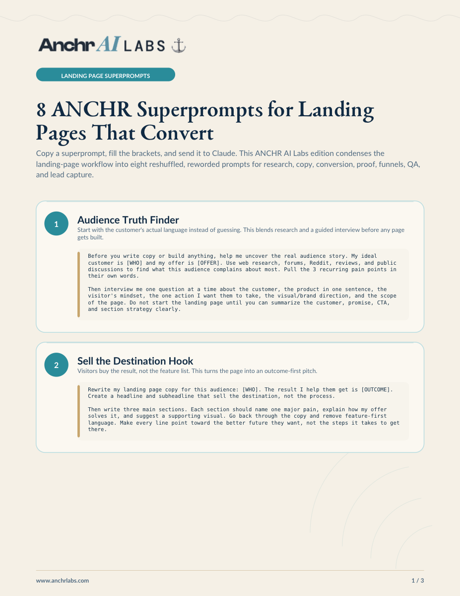 8 ANCHR Superprompts for Landing Pages That Convert